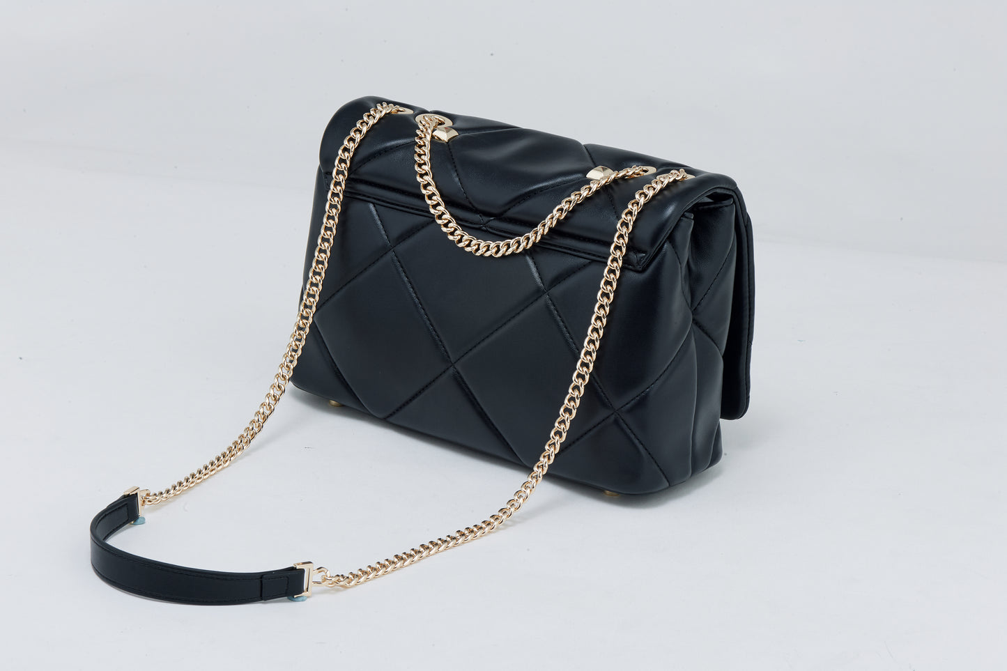 Black Shoulder Bag with Detachable Gold Chain &amp; Tassel | Evening Purse