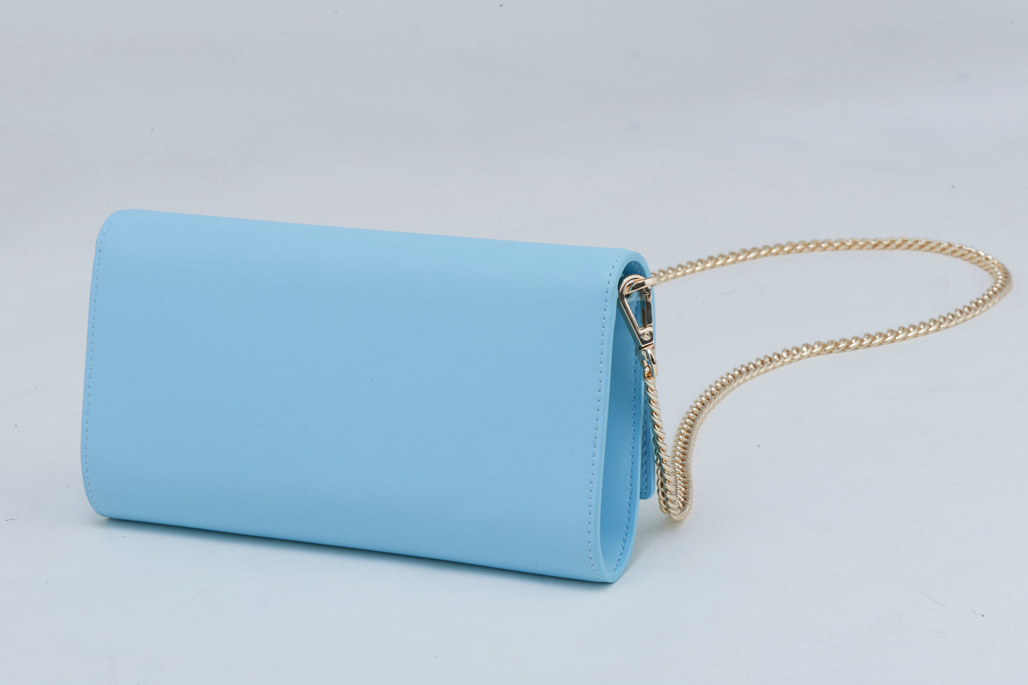 Light Blue Crossbody Bag with Gold Chain | Women's Leather Purse | Everyday Bag