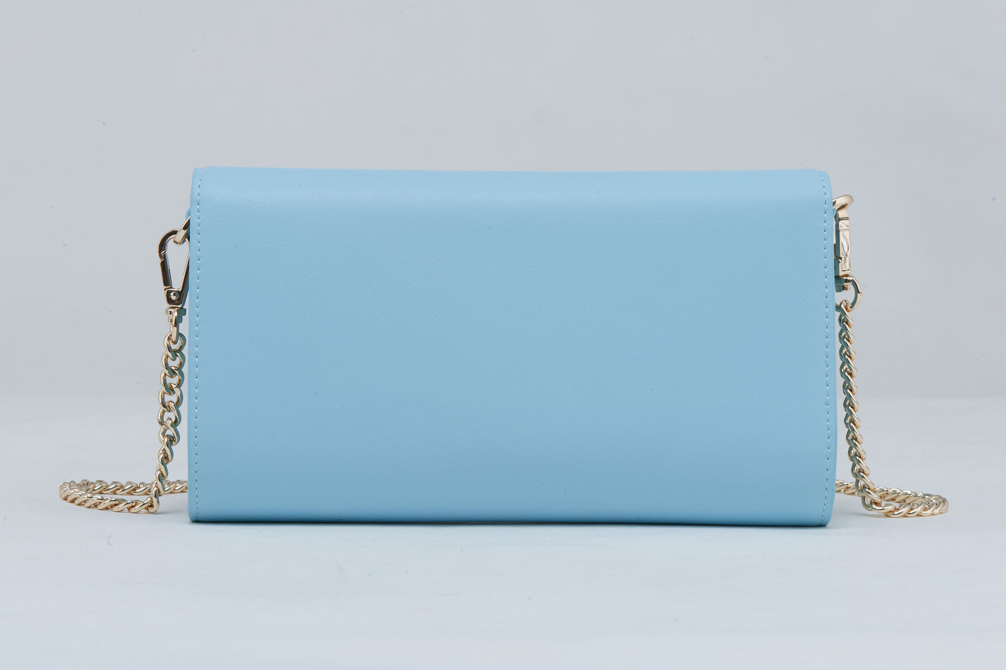 Light Blue Crossbody Bag with Gold Chain | Women's Leather Purse | Everyday Bag