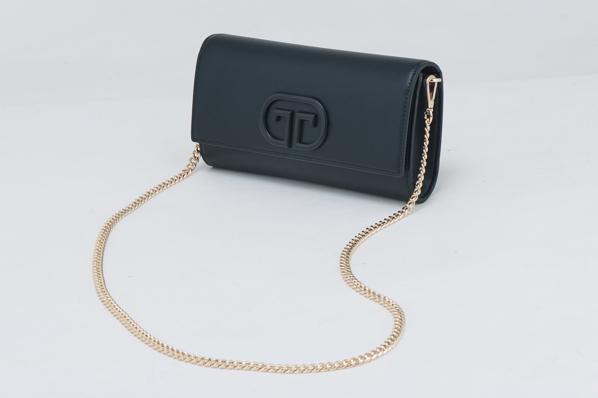 Black Crossbody Bag with Gold Chain | Women's Leather Purse | Everyday Bag