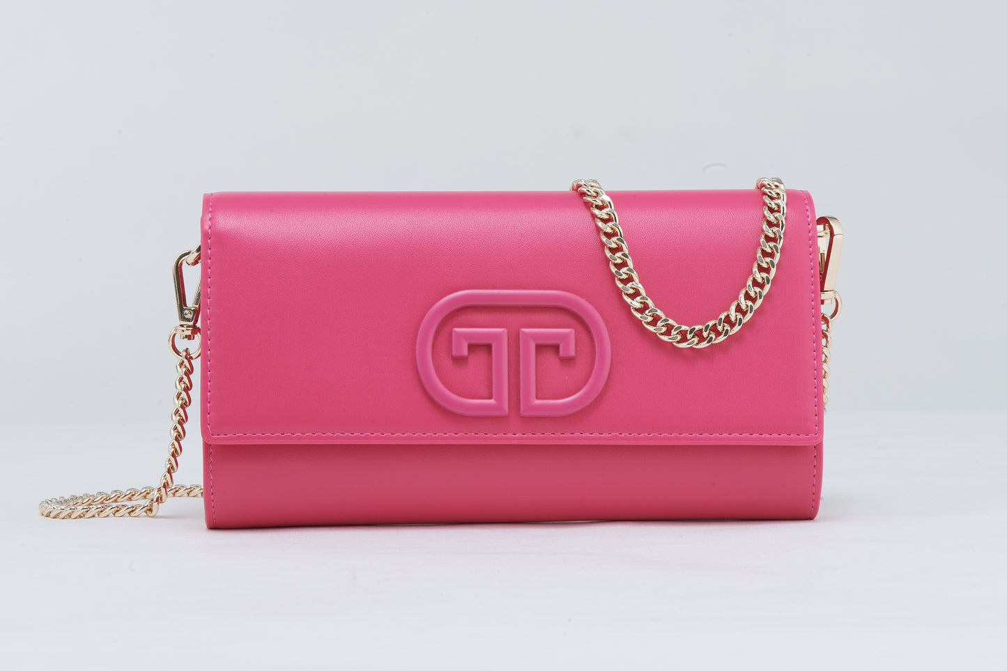 Pink Crossbody Bag with Gold Chain | Women's Leather Purse | Everyday Bag