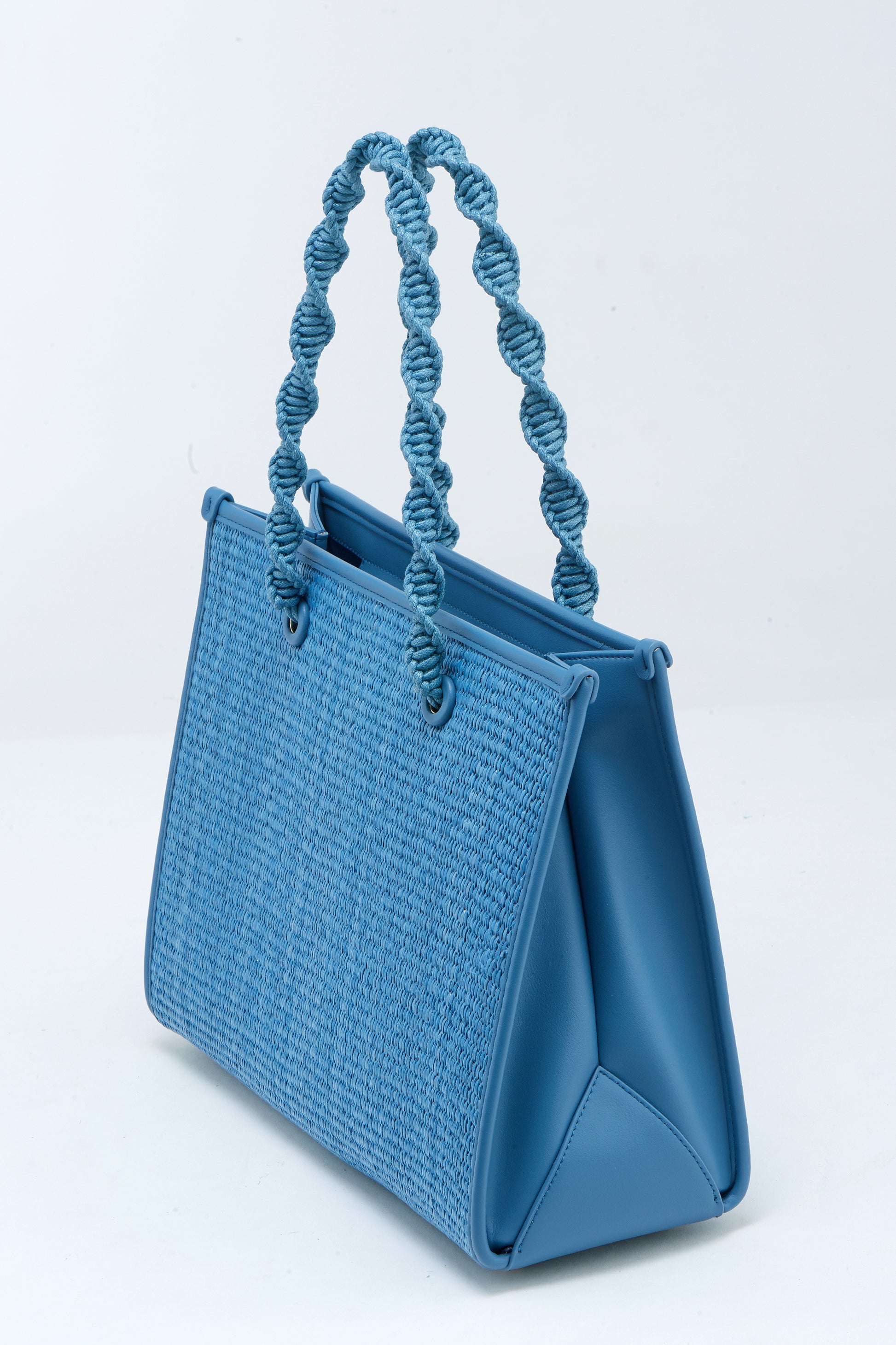 Handwoven tote bag Boho tote bag Beach tote bag Summer tote bag Blue tote bag Fringe tote bag