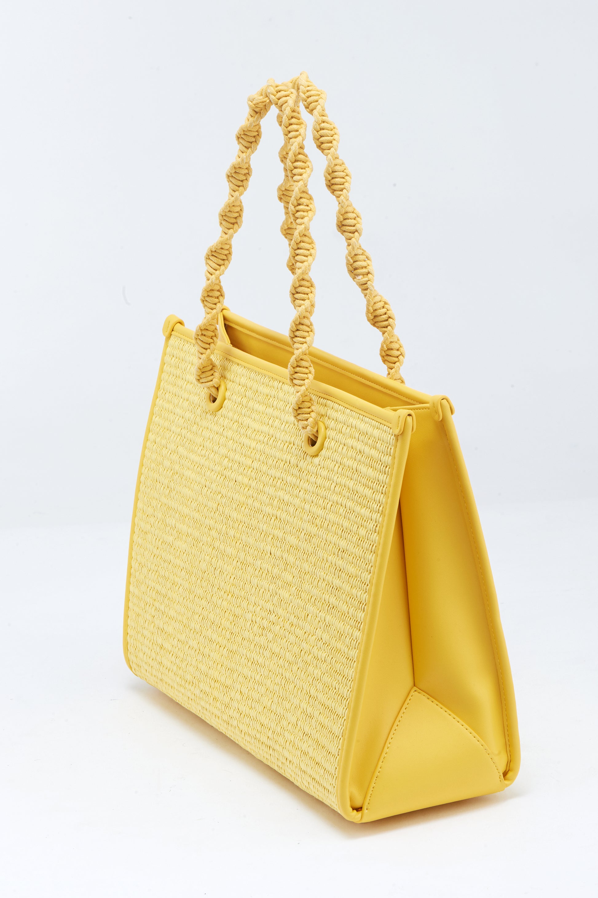 Handwoven straw tote bag