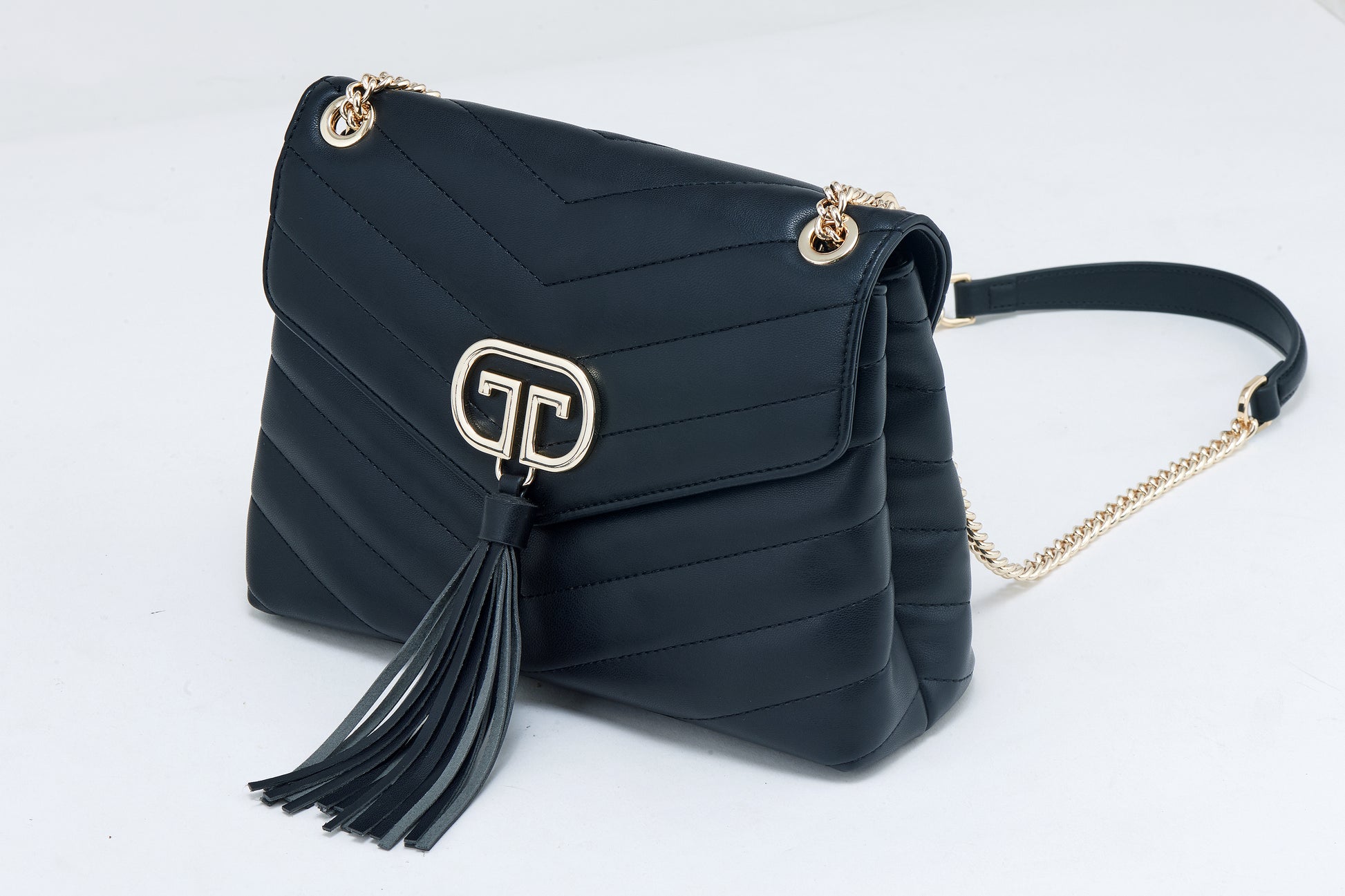 Black Tote Bag with Detachable Gold Chain & Tassel |  Tote | Everyday Bag