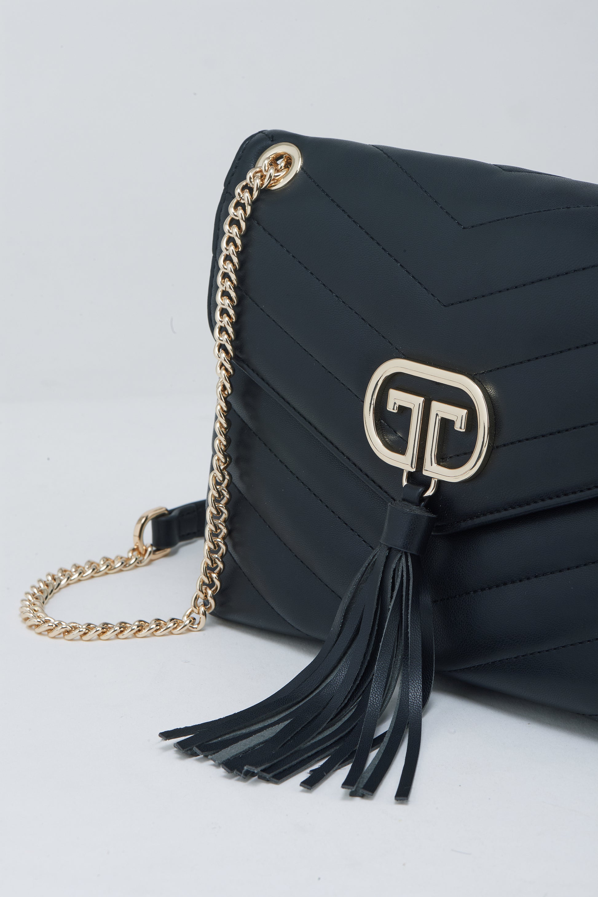 Black Tote Bag with Detachable Gold Chain & Tassel |  Tote | Everyday Bag