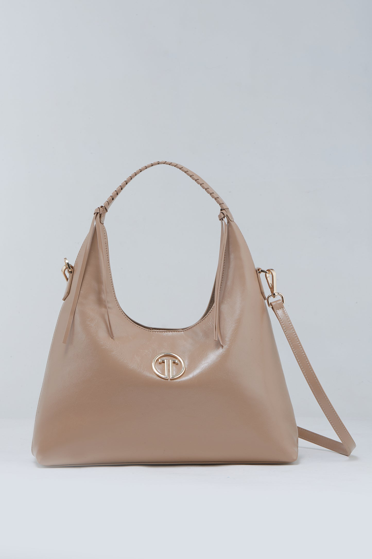 Sleek Beige Leather Hobo