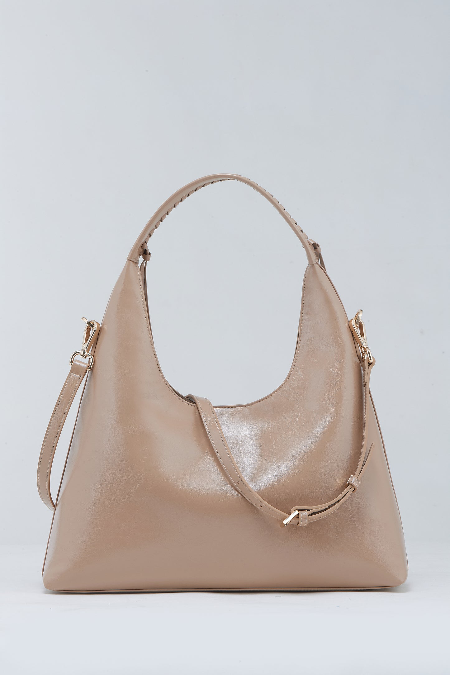 Sleek Beige Leather Hobo