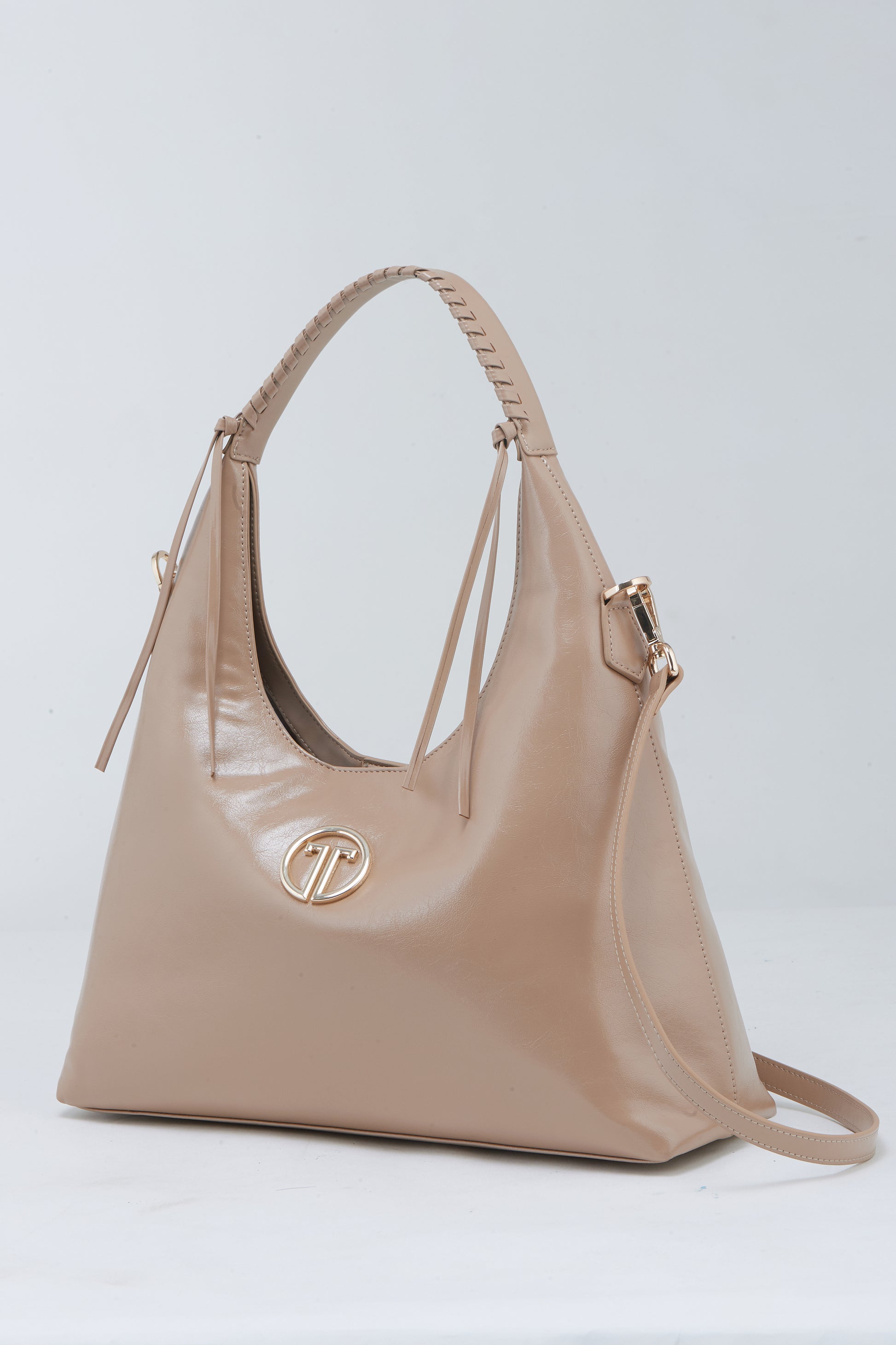 Sleek Beige Leather Hobo