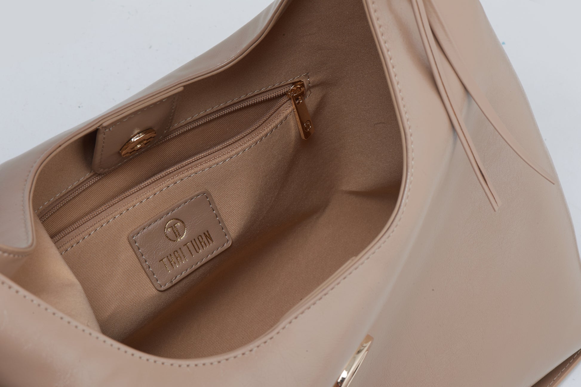 Sleek Beige Leather Hobo