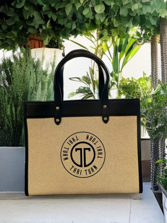 Natural Tote  Bag | Sustainable Raffia & Canvas Tote